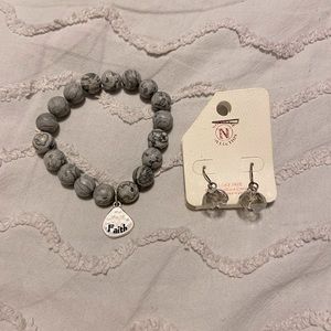 Gray bracelet and earring set